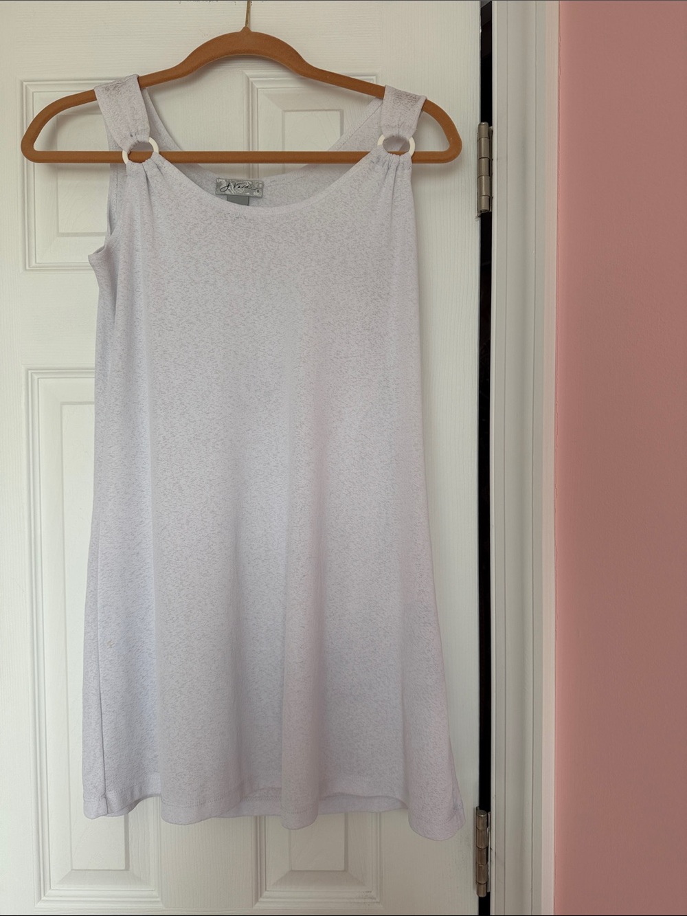 Light white Sleeveless Swim Coverup with Ring-Shoulder Detail
